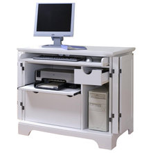 Transitional Desks And Hutches Home Styles Naples Compact Computer Desk in White Finish