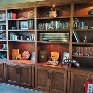 Oak Built in bookcase with cabinets