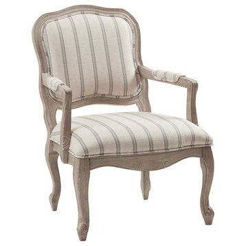 Madison Park Monroe Traditional Carved Wooden Accent Chair Pillowtop Arm, Stripe