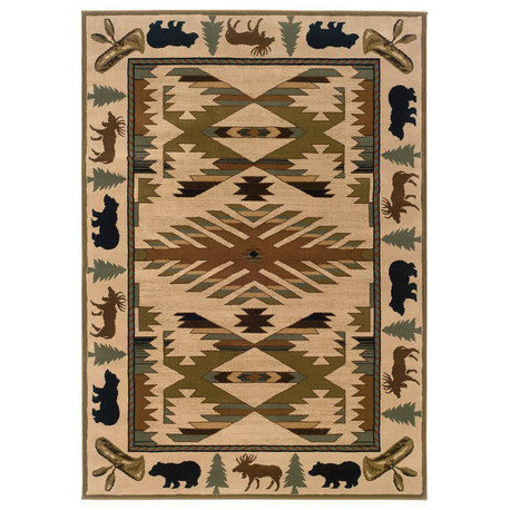 Hudson 1072A Ivory/Green 3'10" x 5'5" Rug