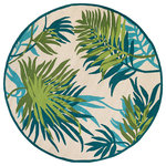 Couristan Inc - Couristan Covington Jungle Leaves Area Rug, Ivory-Forest Green, 7'10" Round - Designed with today's  busy households in mind, the Covington Collection showcases versatile floor fashions with impressive performance features that add to their everyday appeal. Because they are made of the finest 100% fiber-enhanced Courtron polypropylene, Covington area rugs are water resistant and can be used in a multitude of spaces, including covered outdoor patios, porches, mudrooms, kitchens, entryways and much, much more. Treated to prevent the growth of mold and mildew, these multi-purpose area rugs are exceptionally easy to clean and are even considered pet-friendly. An ideal decor choice for families with young children, or those who frequently entertain, they will retain their rich splendor and stand the test of time despite wear and tear of heavy foot traffic, humidity conditions and various other elements. Featuring a unique hand-hooked construction, these beautifully detailed area rugs also have the distinctive aesthetic of an artisan-crafted product. A broad range of motifs, from nature-inspired florals to contemporary geometric shapes, provide the ultimate decorating flexibility.