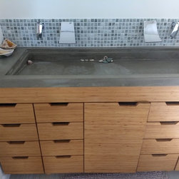 Custom Concrete Sinks and Wood Vanity - Bathroom Vanities And Sink Consoles