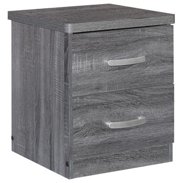 Better Home Products Cindy Faux Wood 2 Drawer Nightstand in Gray