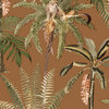 Monkey Climbing in the Trees Tropical Printed Wallpaper 57 Sq. Ft. , Burnt Orange, Double Roll