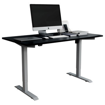Modern Ergonomic Desk, Rectangular Top With Power Adjustable Height, Black