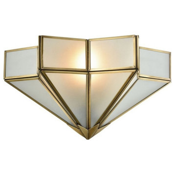 Decostar 1-Light Wall Sconce, Brushed Brass With Frosted Glass