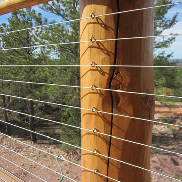 Stainless Cable Infill w/ Natural Peeled Wood Post and Top Rail in Ketchum, ID