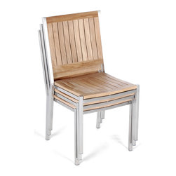 Wintons Teak Abacus ss stacking chair - Outdoor Dining Chairs