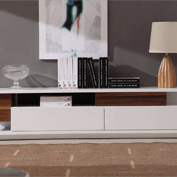 J&M | Modern TV061 TV Stand in White High Gloss | Walnut -$968.87