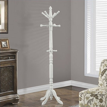 Pemberly Row Solid Wood Coat Rack in Antique White