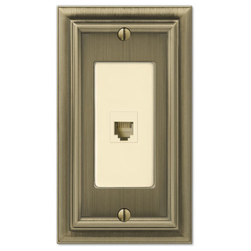 Continental Cast Phone Jack Wall Plate, Brushed Brass