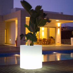 Skyline Cylindro Planter with Light - Outdoor Plant Pots & Planters