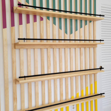 Custom Slat Feature Wall & Display Shelving