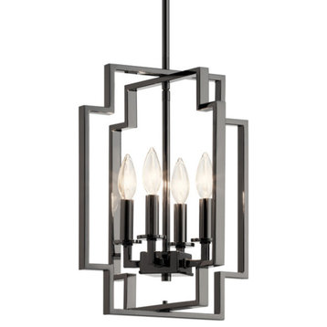 Kichler 43964 Downtown Deco 4 Light 12"W Taper Candle Pendant - Midnight Chrome