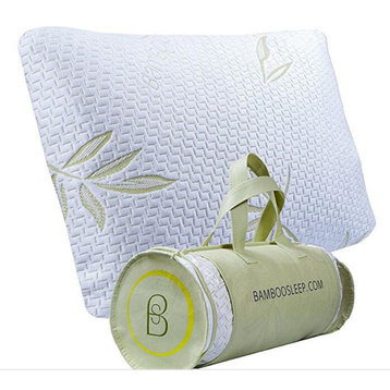 Original Bamboo Comfort Memory Foam Pillow, White, King, Set of 2
