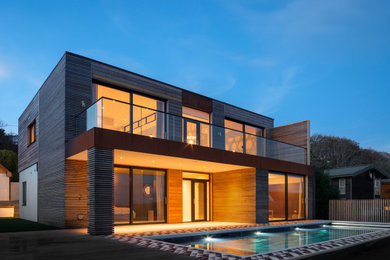 Design ideas for a large coastal house exterior in Devon.