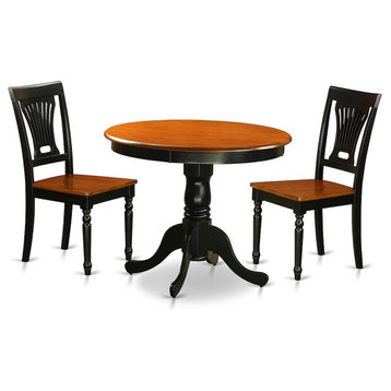 3-Piece Dining Set, With 2 Wooden Chairs, Black