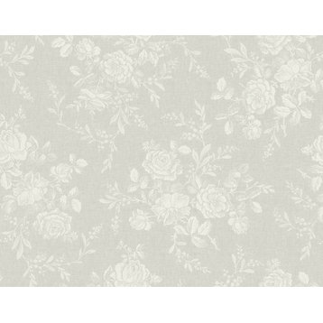 Textile Floral Wallpaper in Chateau Grey FG70208 from Wallquest