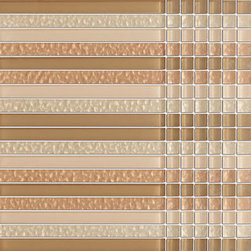 Cream Glossy Stripes and Square Mixed Glass Mosaic Tiles - Home Accessories & Decor