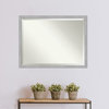 Vista Brushed Nickel Narrow Beveled Bathroom Wall Mirror - 42.5 x 32.5 in.