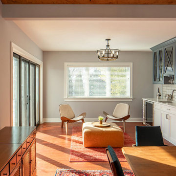 Open Concept Living Space - Shiplap & Rustic Beam Vaulted Ceiling