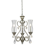 Z-Lite - Melina 3 Light Chandelier, Antique Silver, Clear Seedy Glass - Clear seedy glass shades accent the antique silver fixture giving the Melina family its graceful style. The candles inside the tall, curvaceous glass shades and the clear, glimmering crystals enhance the elegance of these fixtures.