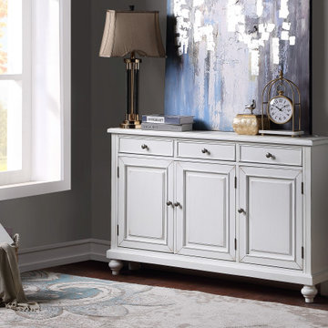 Viviana 3 Door 3 Drawer Storage Sideboard Credenza with Ogee Edge Top