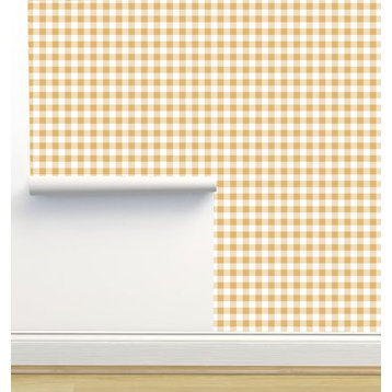 Gingham Honey Yellow Wallpaper by Erin Kendal, 24"x144"