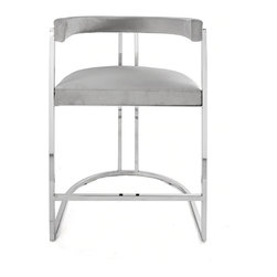 Worlds Away - Worlds Away Cromwell Metal and Velvet Counter Stool - Bar Stools And Counter Stools