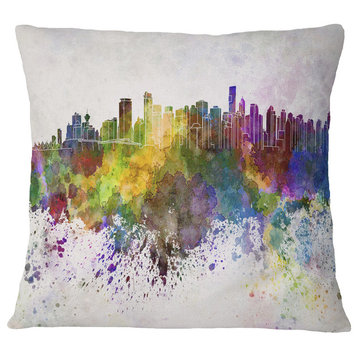 Vancouver Skyline Cityscape Throw Pillow, 16"x16"