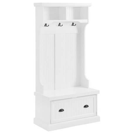 Crosley Furniture Shoreline Coastal MDF Wood Hall Tree in White