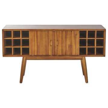 GDF Studio Edye Mid Century Light Oak Finished Wood Wine Bar Cabinet