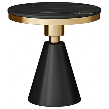Gold/White/Black Round Small Modern Coffee Table For Living Room, Gold + Black, D19.7"