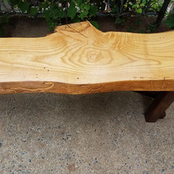 Rustic Oak Bench - Live Edge Natural Wood - Accent And Storage Benches
