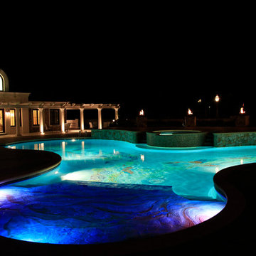 Custom Geometric Pool with Inlaid Graphic Tile