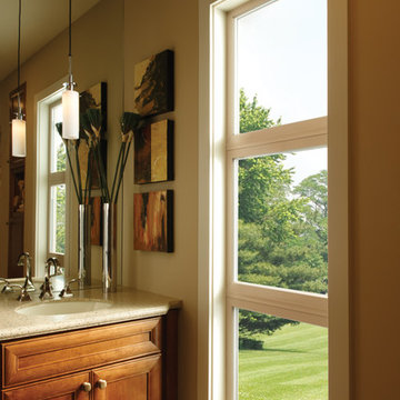 Tuscany Series triple picture window close up bathroom