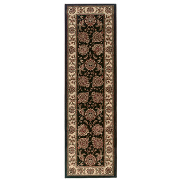 Aiden Traditional Vintage Inspired Brown/Ivory Rug, 2'3" x 7'9"