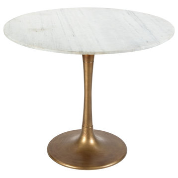 Fullerton Dining Table White and Gold
