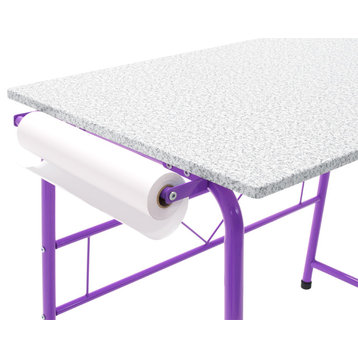 Project Art Table with Bench, Purple/Splatter Gray