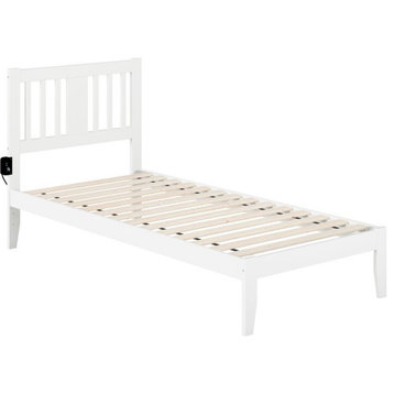 AFI Tahoe Twin XL Solid Wood Spindle Bed with USB Turbo Charger in White