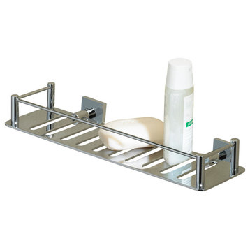 Essentials Rectangular Shower Shelf With Square Backplates, Satin Nickel