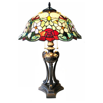 PIPER Tiffany-Style Floral Stained Glass Table Lamp, 26"