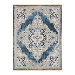Nourison - Nourison Geneva 7'10" x 9'10" Area Rug With Blue And Grey Finish 099446882141 - Area Rugs