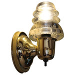 Railroadware - Insulator Light Sconce Brass LED, 120V 6W 500 Lumens, Dimming - Vintage lighting for that rustic or modern interior with historic ties to the Railroad and early telecom industries. Railroadware products are all regionally sourced and made in the USA. The brass sconce fixture comes ready to install with glass insulator, LED bulb hardware & instructions.