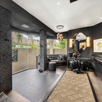 Versace-inspired primary bathroom suite