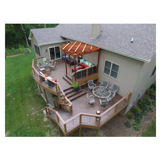 Radius Deck Railing Multi-Level Radius Deck With Pergola - Contemporary - Deck - Other - by ...