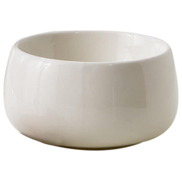 Serene Spaces Living Glossy White Ceramic Bowl, in 2 Sizes, Small