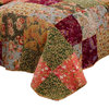 Kamet 5 Piece Fabric King Size Quilt Set With Floral Prints, Multicolor