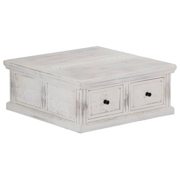 vidaXL Coffee Table End Table Side Table White Solid Wood Mango 27.6 Inch