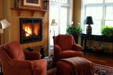 Inspiration for a transitional family room remodel in Boston